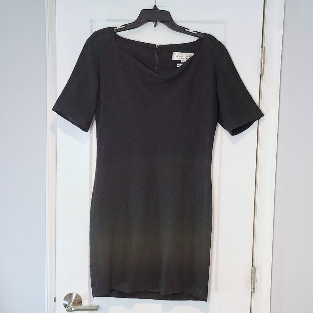 Catherine Regehr Black Short Sleeve Drape Neck Dress